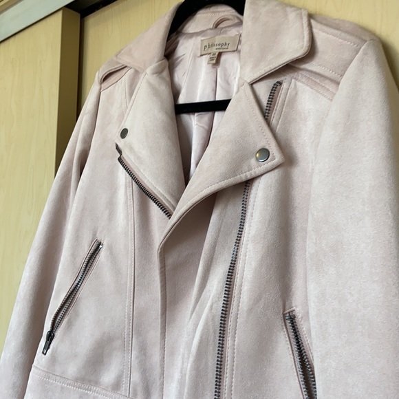 Philosophy Light Pink Soft Suede Jacket XS - Picture 2 of 4